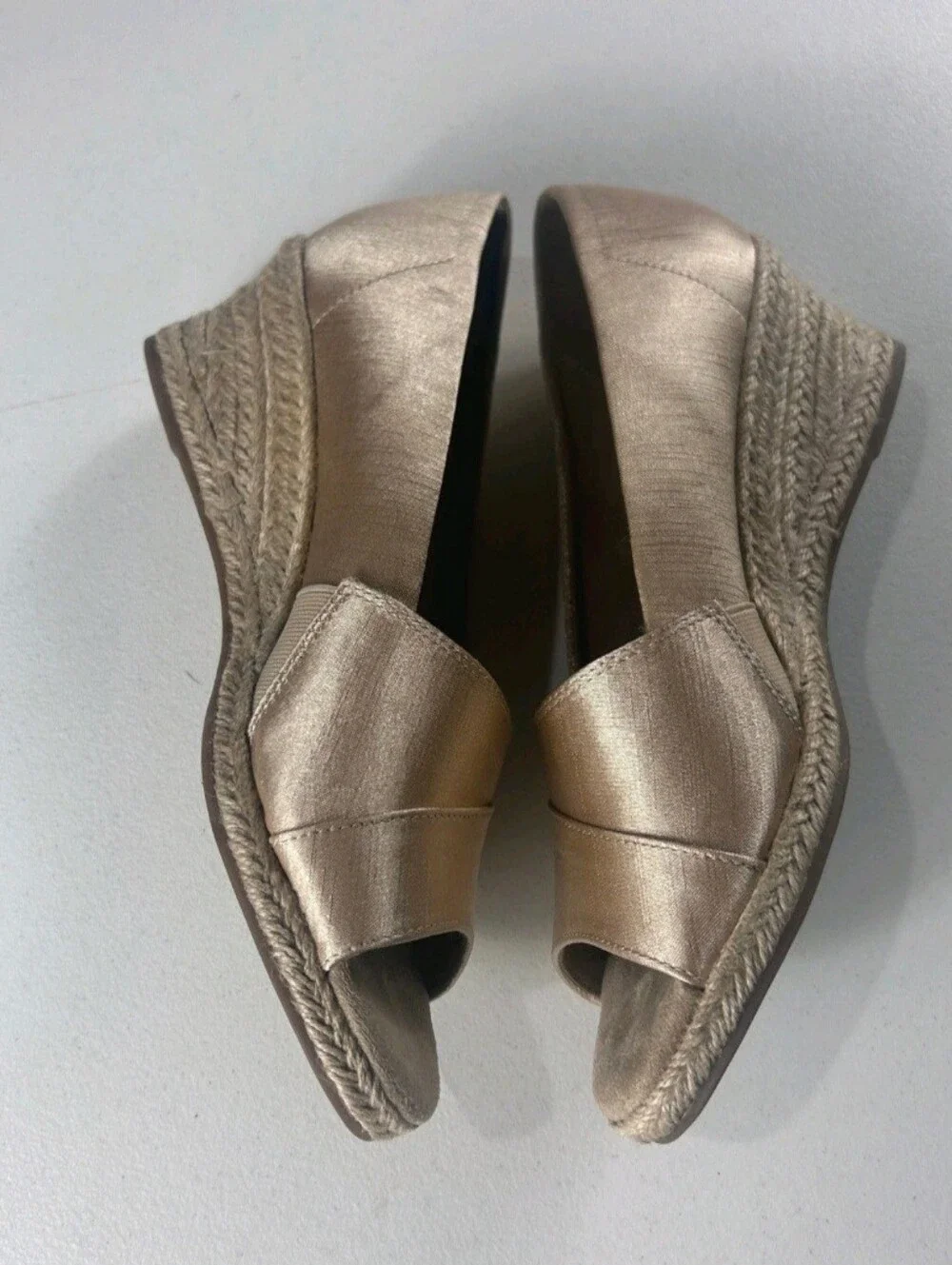 NWT Easy Street Jasper Thai Silk Peep Toe Espadrille Wedge Shoes Sz 11 Extra Wid